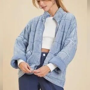 Forever 21 Light Blue Quilted Jacket, Small, EUC.